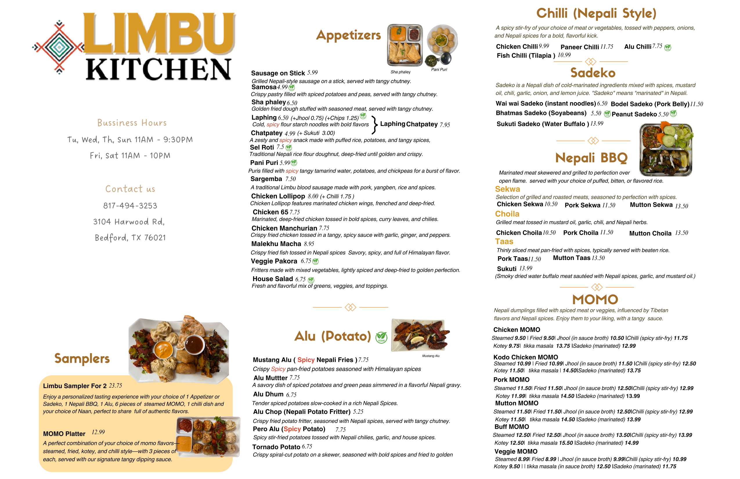 Menu front side